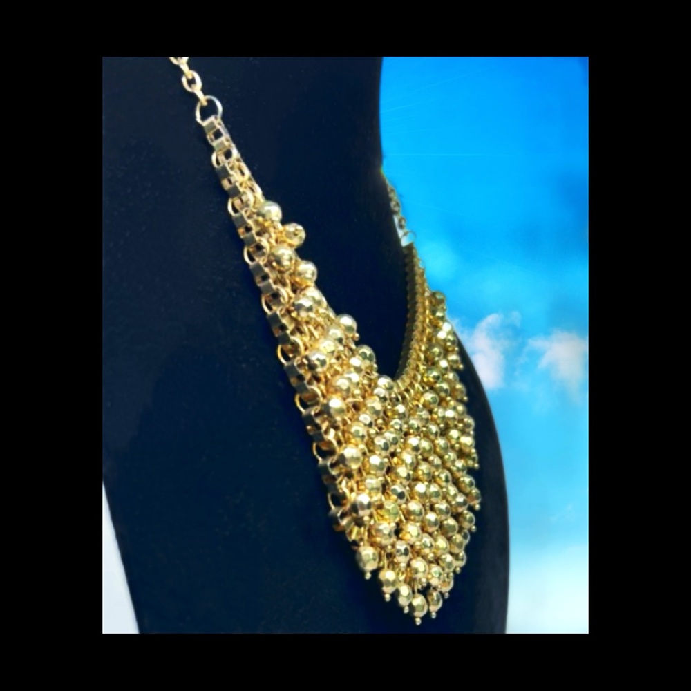 Vintage 1970’s Chainmaille Bib~ Scarf Style Beaded Necklace - Picture 7 of 7